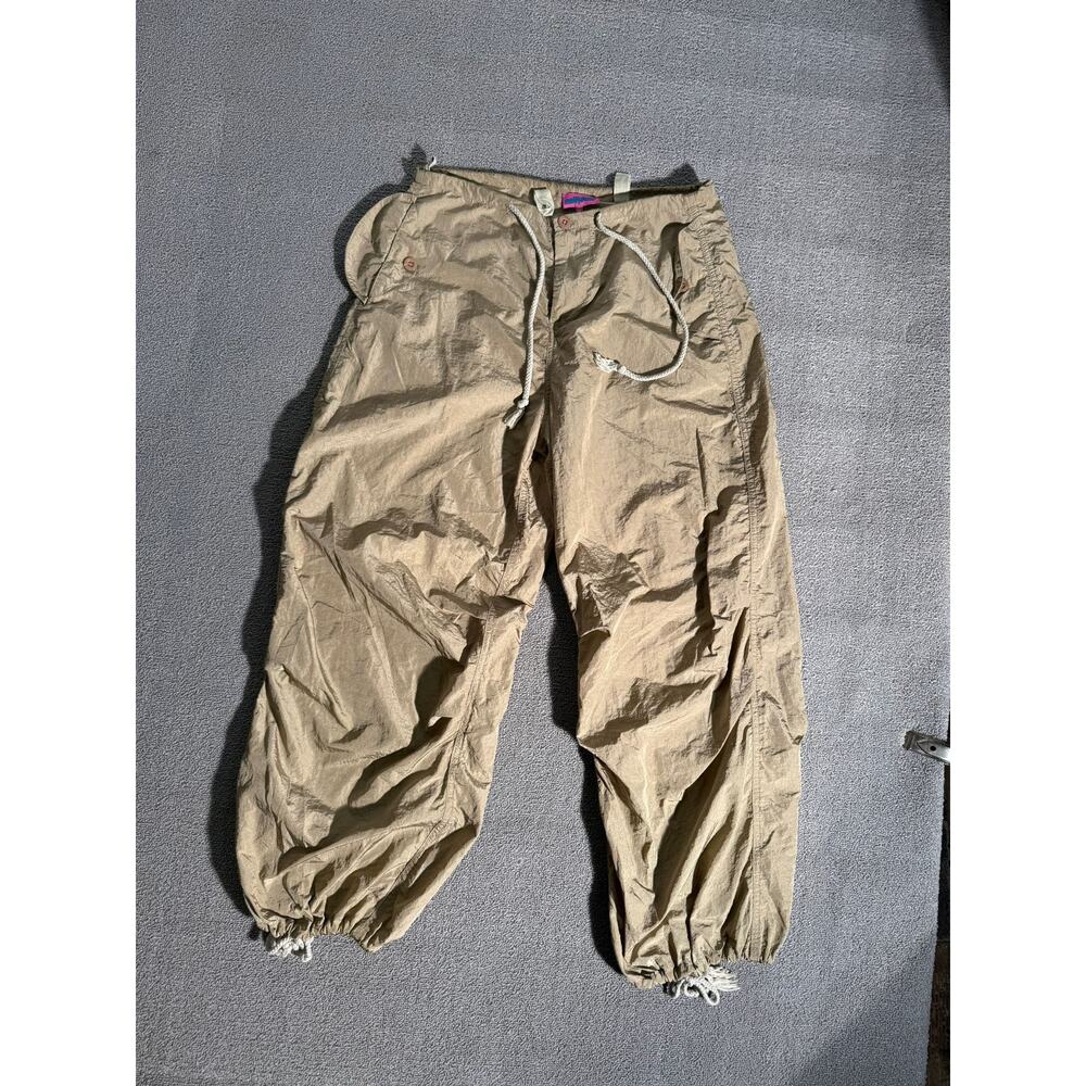 Edikted Beige Women Medium/Large Nylon Drawstring‎ Cargo Jogger Pants